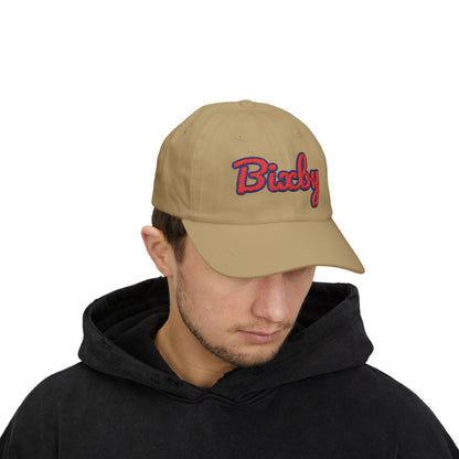 Bixby Spartans Embroidered Dad Hat, Red Script Bixby