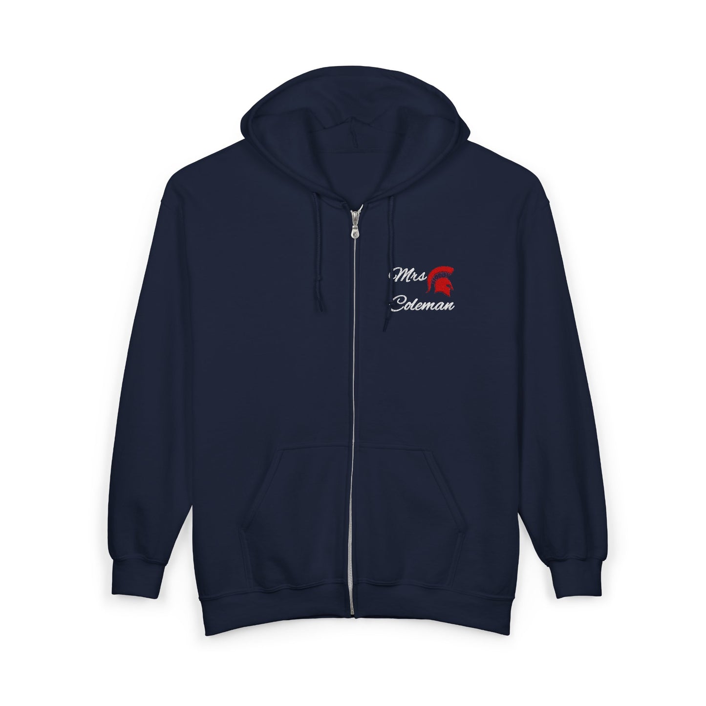 Personalized Spartan Helmet and Name Embroidered Full Zip Gildan Hoodie