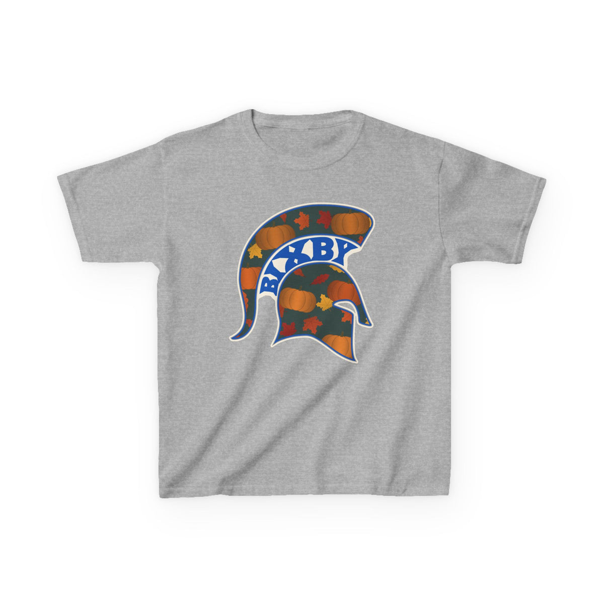 Bixby Spartans Pumpkin Patch Helmet Youth Tee – Kids Fall Game Day Shirt