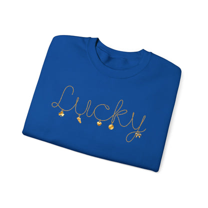 Lucky Script Necklace Crewneck Gildan Sweatshirt