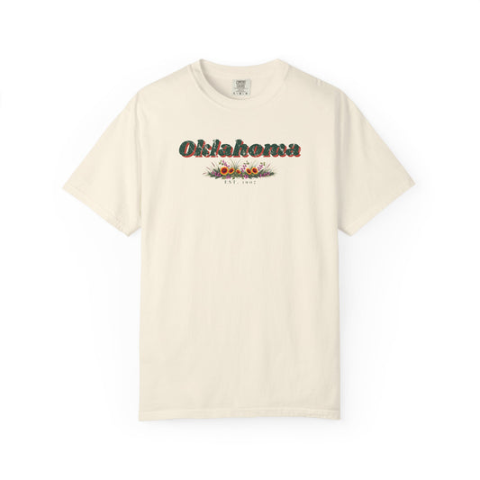 Retro Wildflower Oklahoma Tee in Ivory, front view