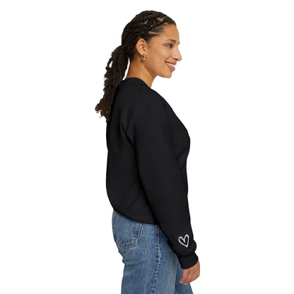 Embroidered Love Heart Gildan Sweatshirt with Dual Sleeve Embroidery