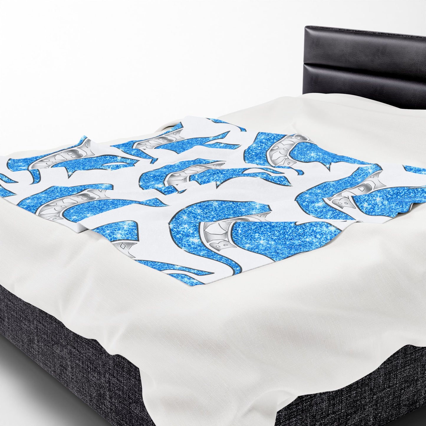 Spartan Blue Bling Logo Velveteen Plush Blanket