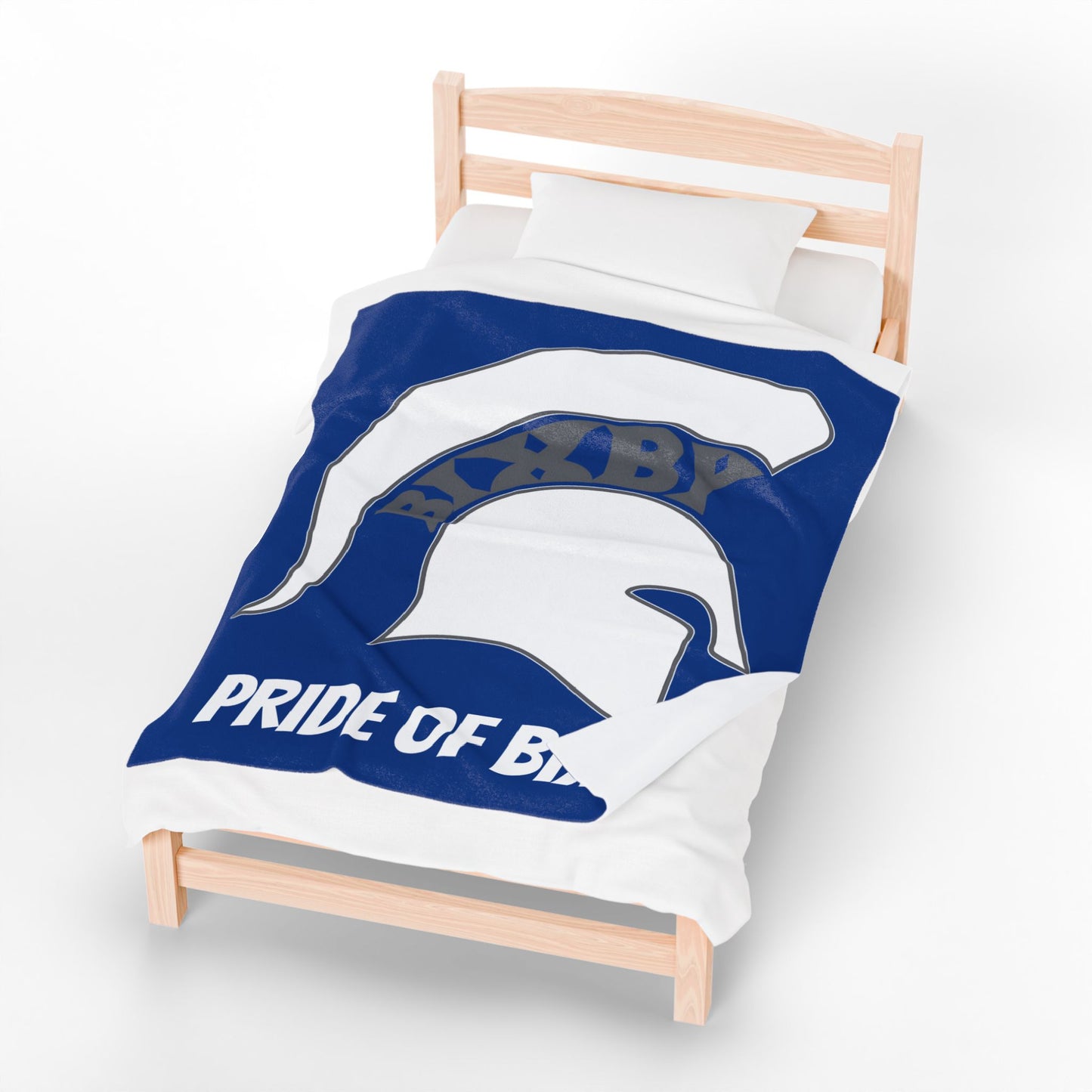 Spartan White Logo Velveteen Plush Blanket