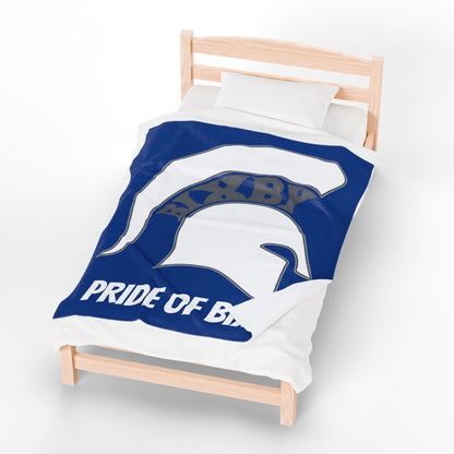 Spartan White Logo Velveteen Plush Blanket