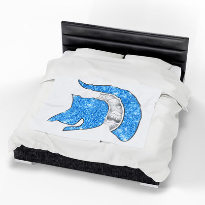 Spartan Blue Bling Logo Velveteen Plush Blanket