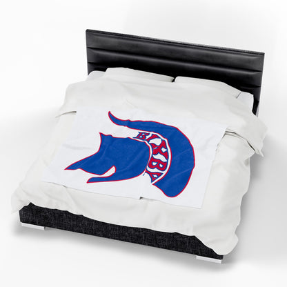 Spartan Blue Logo Velveteen Plush Blanket