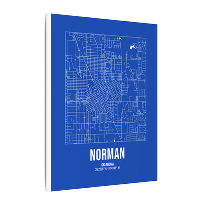 Norman Street Map Canvas, White on Royal Blue
