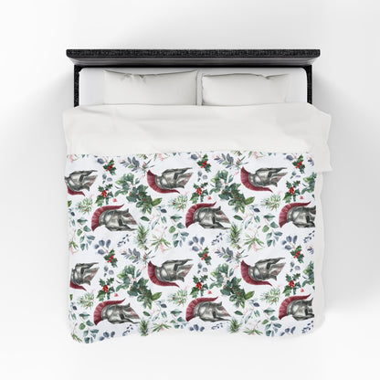 Spartan Christmas Floral Velveteen Plush Blanket