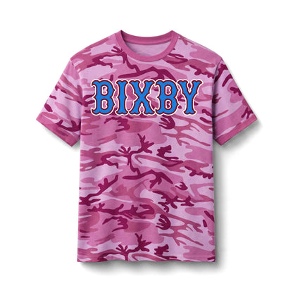 Bixby Spartans Camo - Vintage Collegiate Print Cotton T‑ Tee