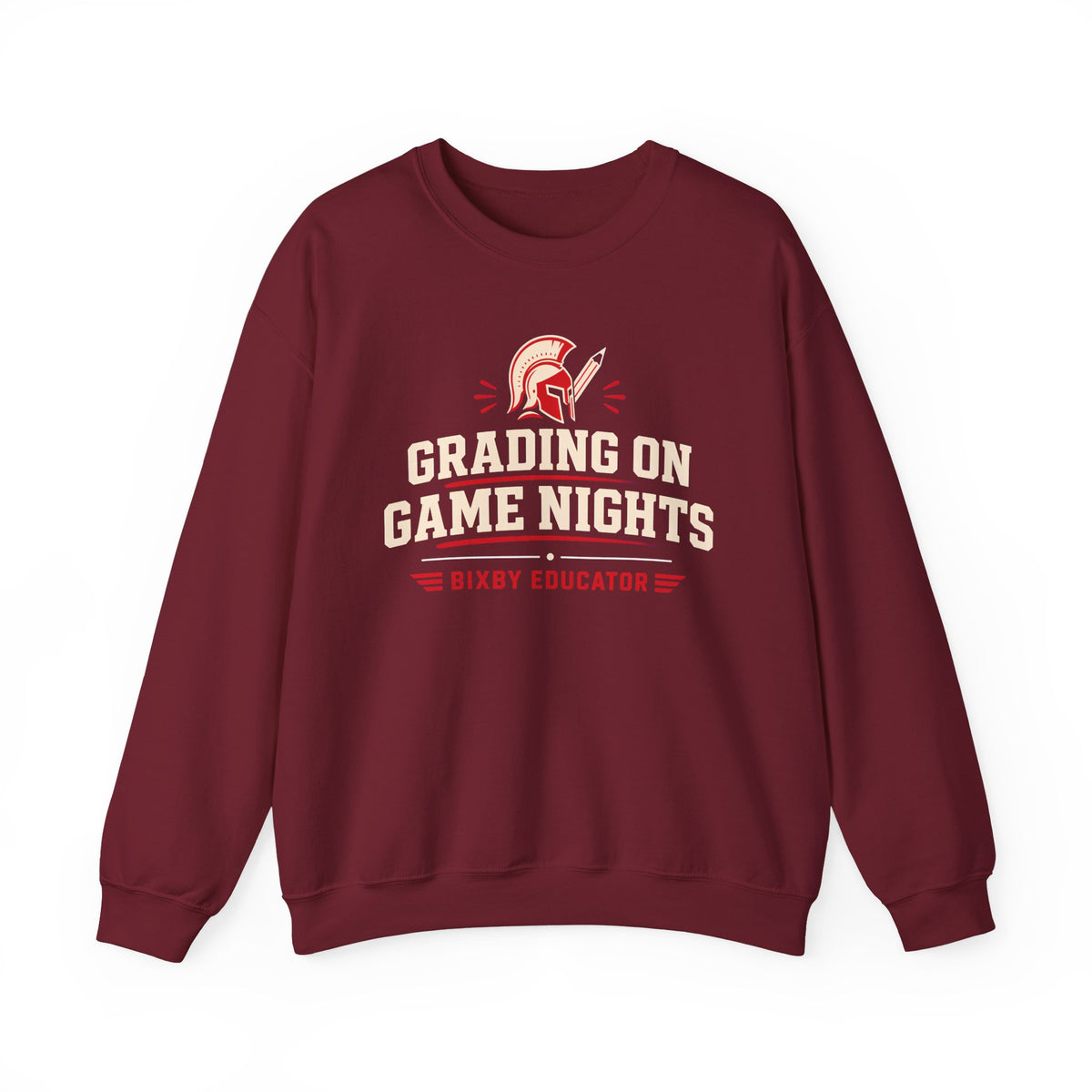 Bixby Spartans Grading On Game Nights - Funny Teacher Game Night Gift Sweatshirt
