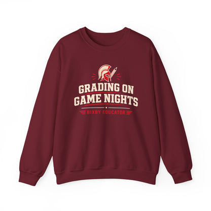 Bixby Spartans Grading On Game Nights - Funny Teacher Game Night Gift Sweatshirt