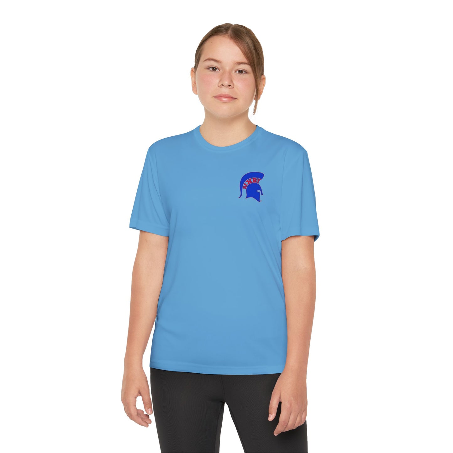 Spartan Blue Logo Youth Sport-Tek Tee