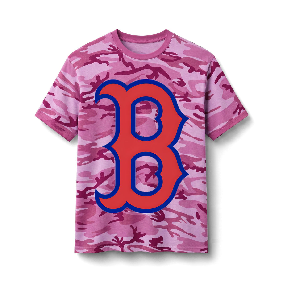 Bixby Spartans Camo Cotton With Bold Red 'B' Logo Tee
