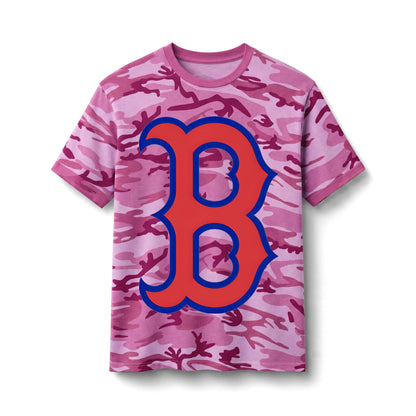 Bixby Spartans Camo Cotton With Bold Red 'B' Logo Tee