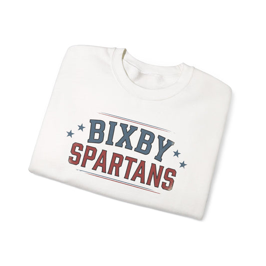 Bixby Spartans Vintage Distressed with Sleeve Print Spirit Sweatshirt