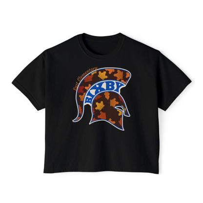 Bixby Spartans East Elementary Fall Leaves Helmet Women's Boxy Tee – Autumn Mom Shirt