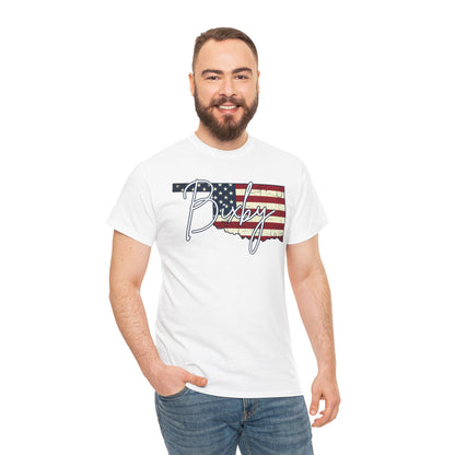 Oklahoma Flag Bixby Script Gildan Tee