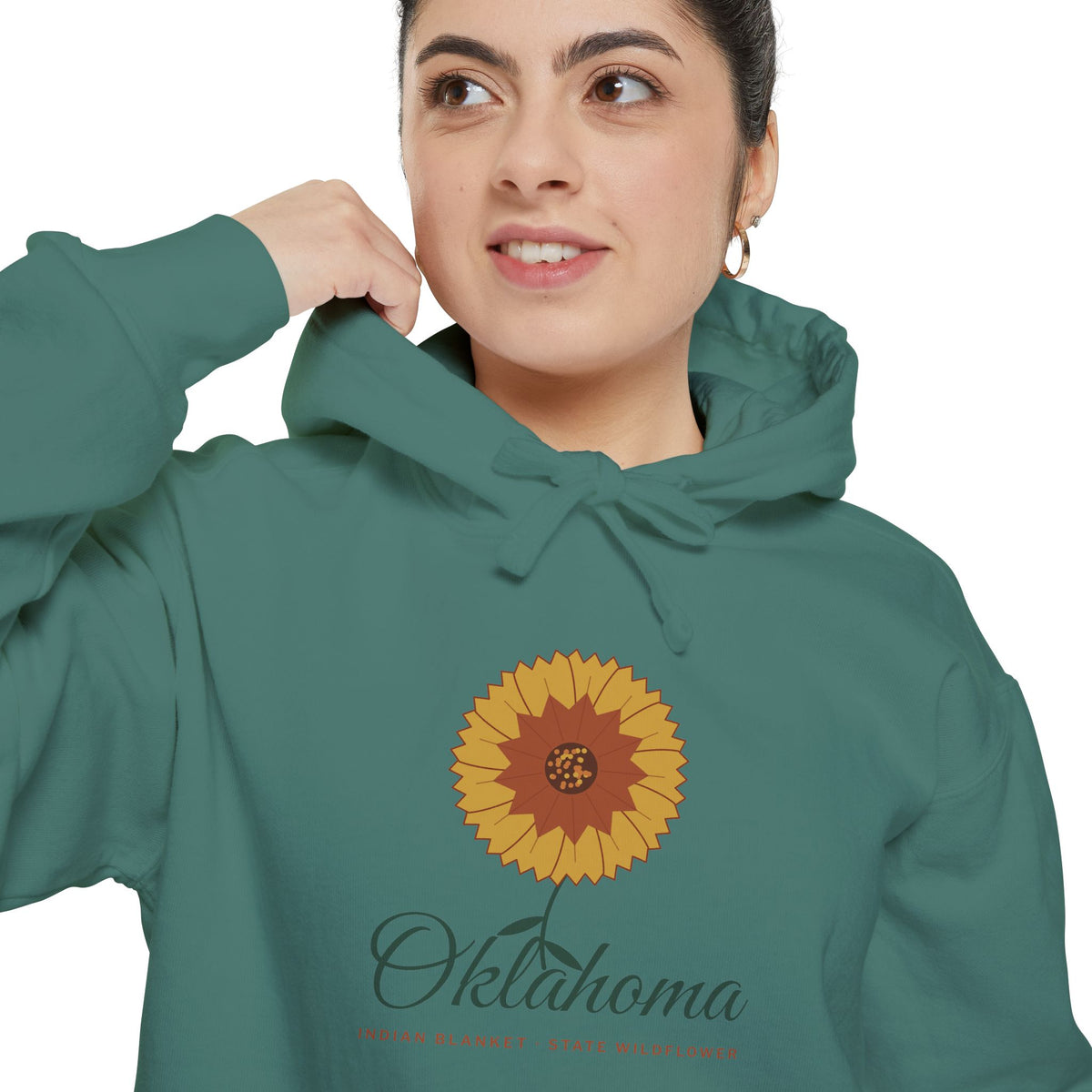 Indian Blanket Garden Script Oklahoma Hoodie | Comfort Colors