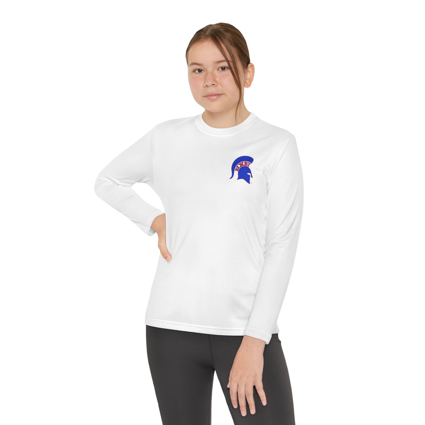 Spartan Blue Logo Youth Long Sleeve Sport-Tek Tee