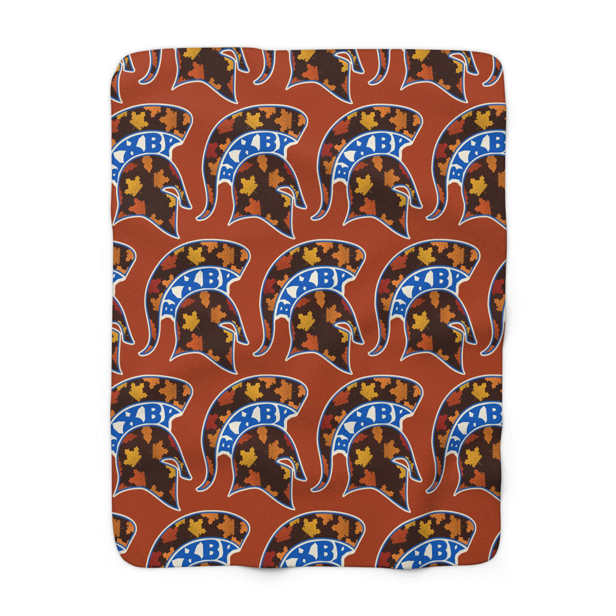 Fall Leaves Bixby Spartans Helmet Sherpa Fleece Blanket – Cozy Autumn Throw