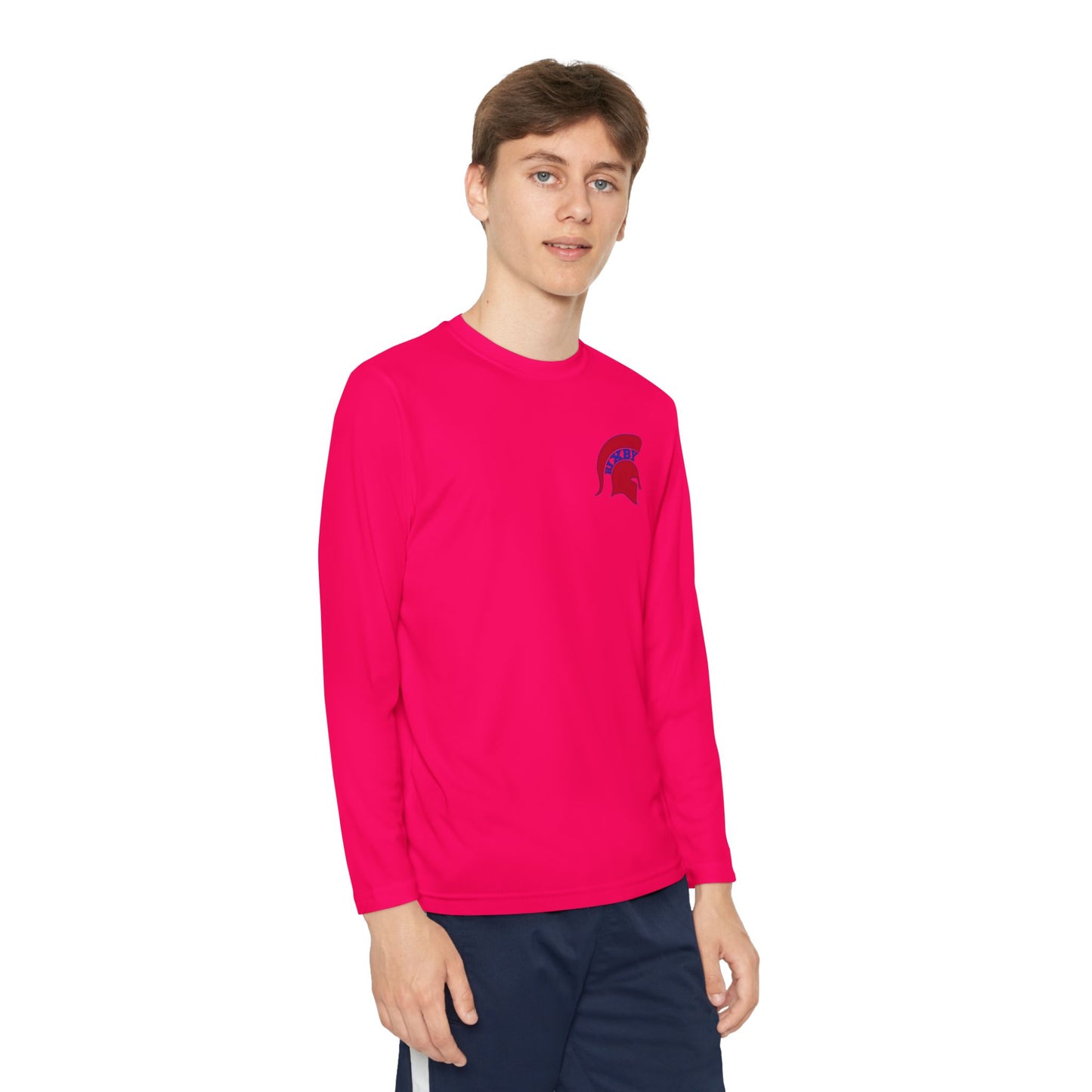 Spartan Red Logo Youth Long Sleeve Sport-Tek Tee