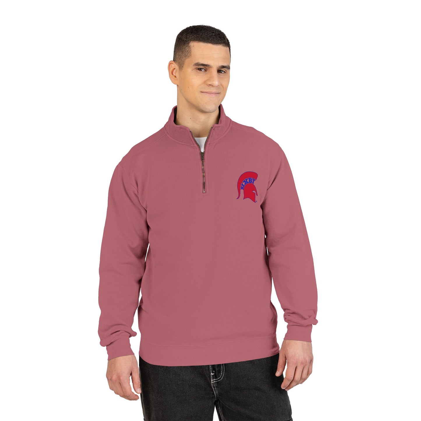 Spartan Red Helmet Quarter-Zip Comfort Colors Pullover