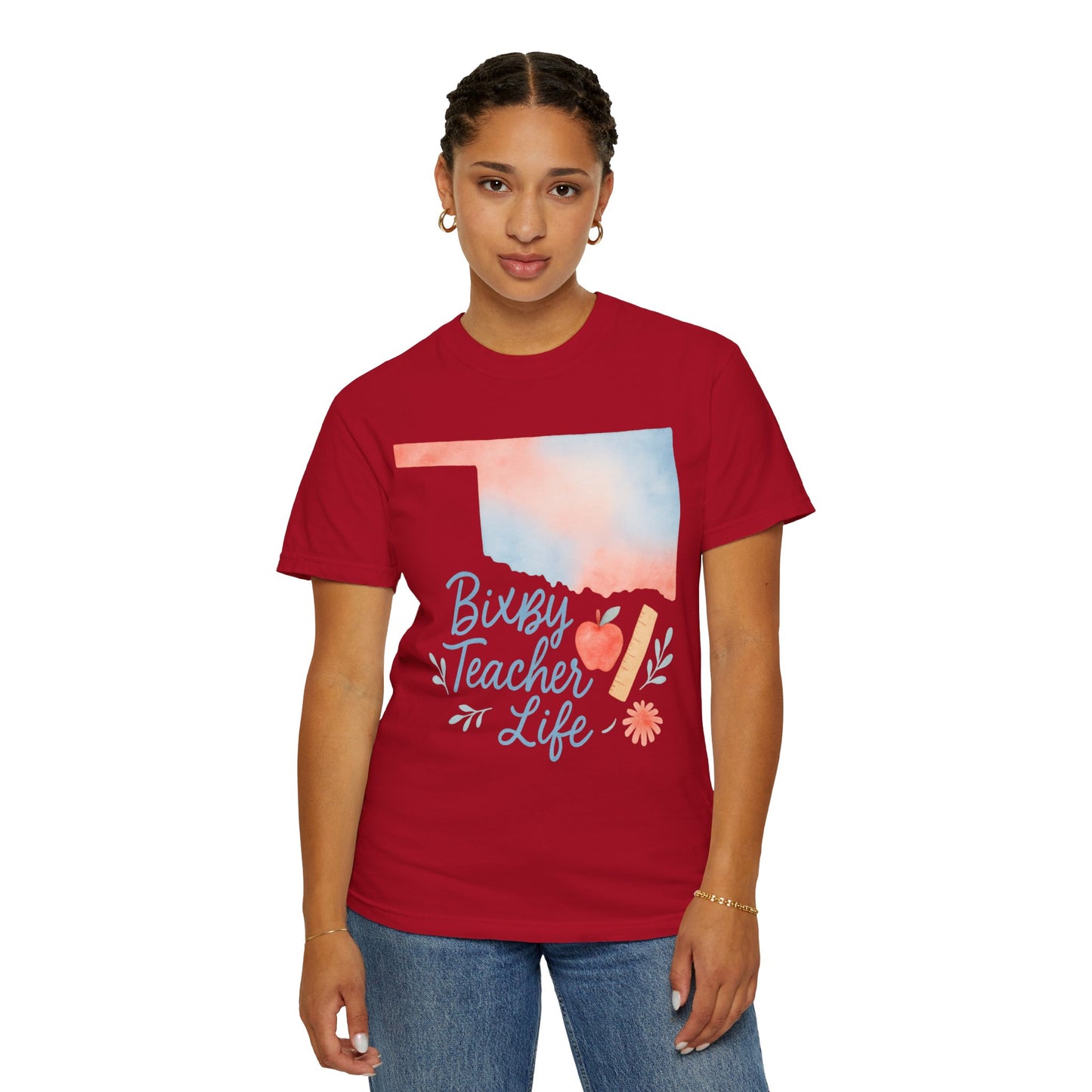 Teacher Life Bixby OK Watercolor Comfort Colors Tee