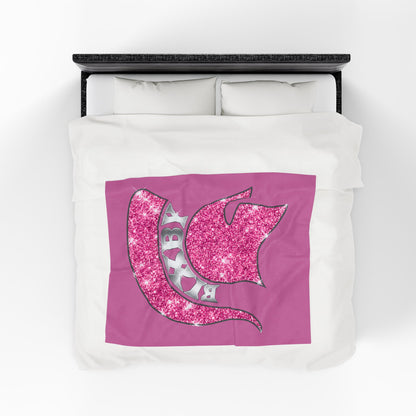 Spartan Pink Bling Logo Velveteen Plush Blanket