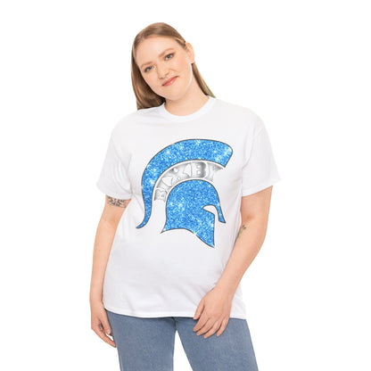 Bixby Spartan Blue Helmet Bling Gildan Tee