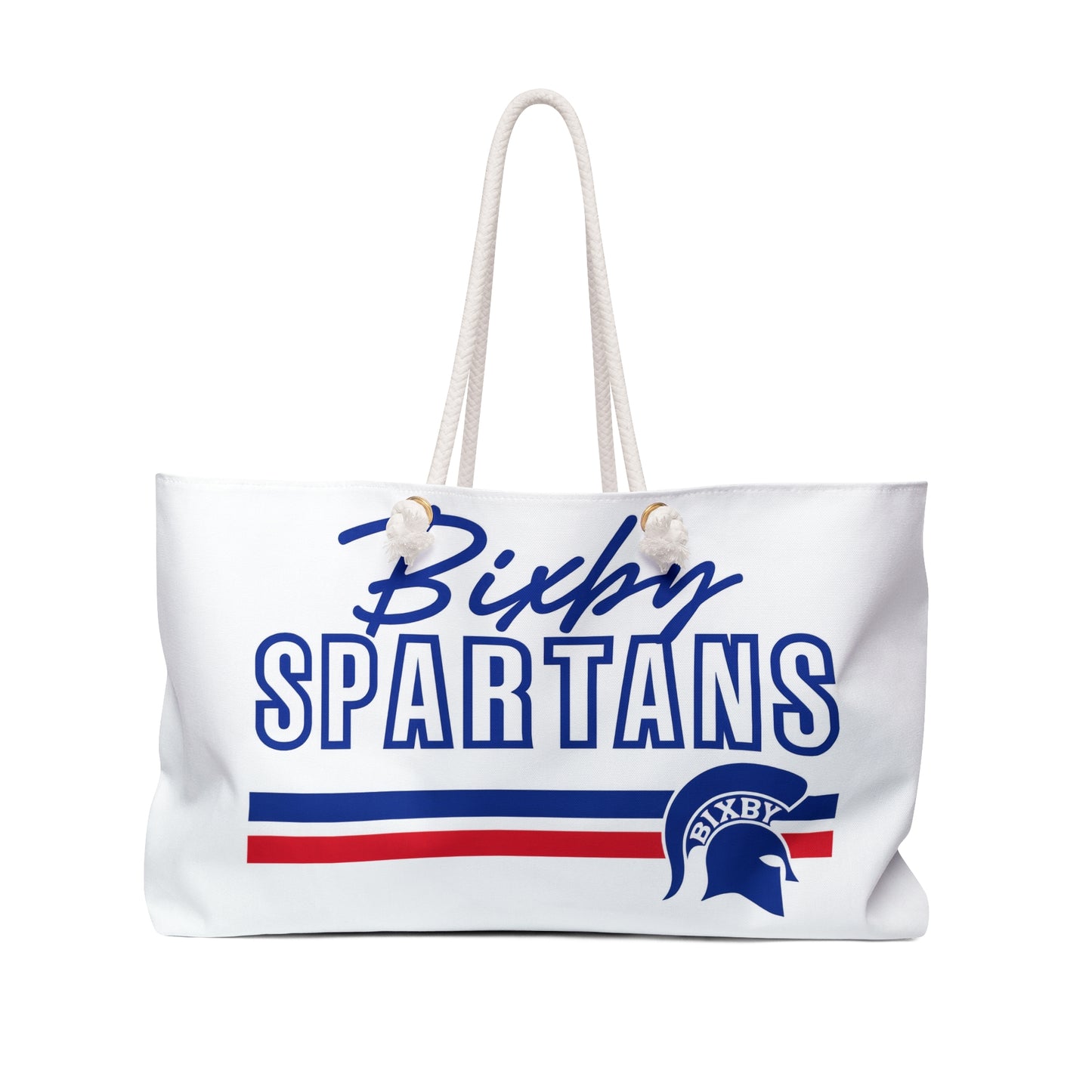 Bixby Spartans White Weekender Bag