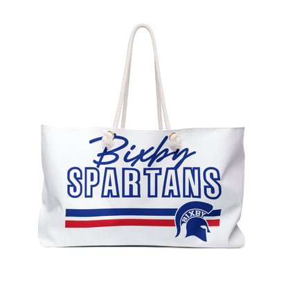 Bixby Spartans White Weekender Bag