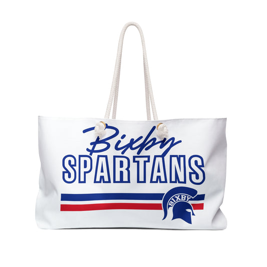 Bixby Spartans White Weekender Bag