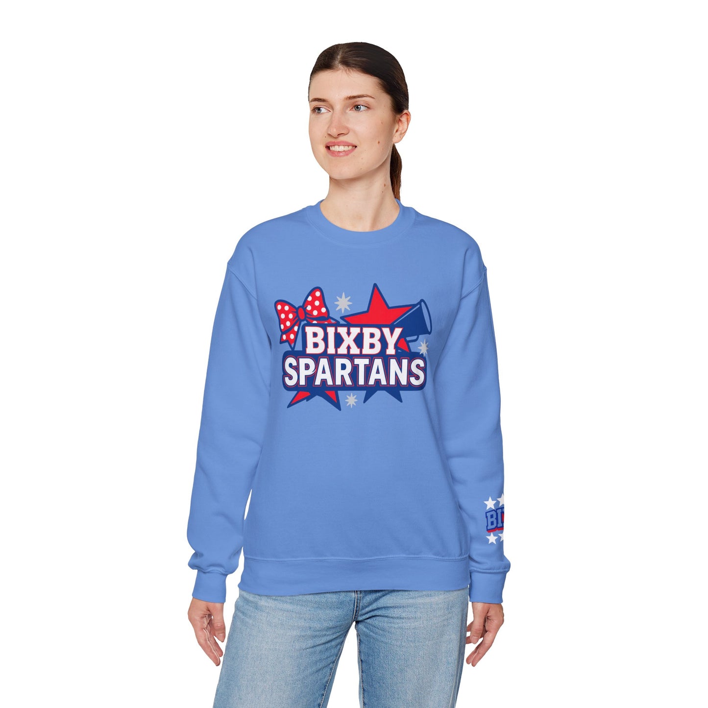Bixby Cheer With Sleeve Print Gildan Sweatshirt