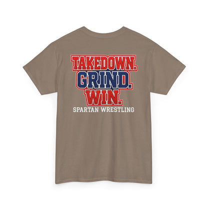 Takedown. Grind. Win. Spartan Wrestling Gildan Tee
