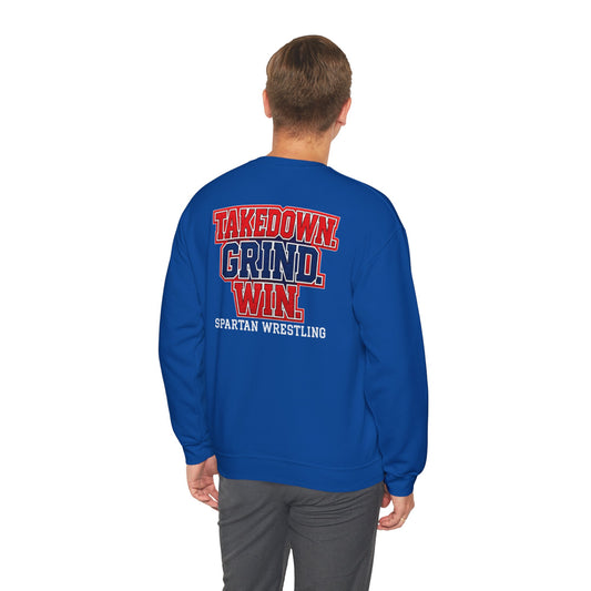 Takedown. Grind. Win Spartan Wresting Gildan Sweatshirt