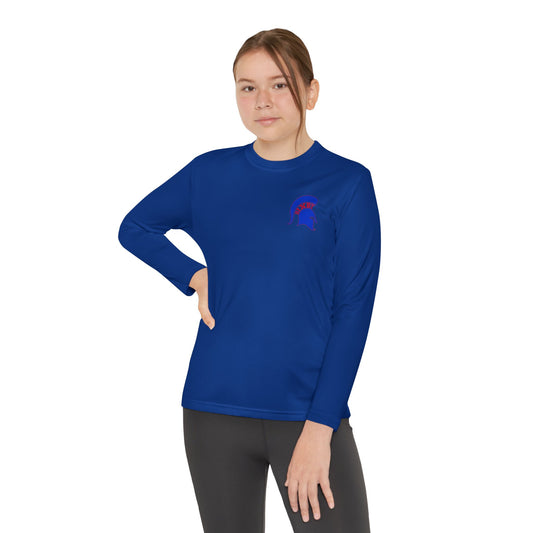 Spartan Blue Logo Youth Long Sleeve Sport-Tek Tee