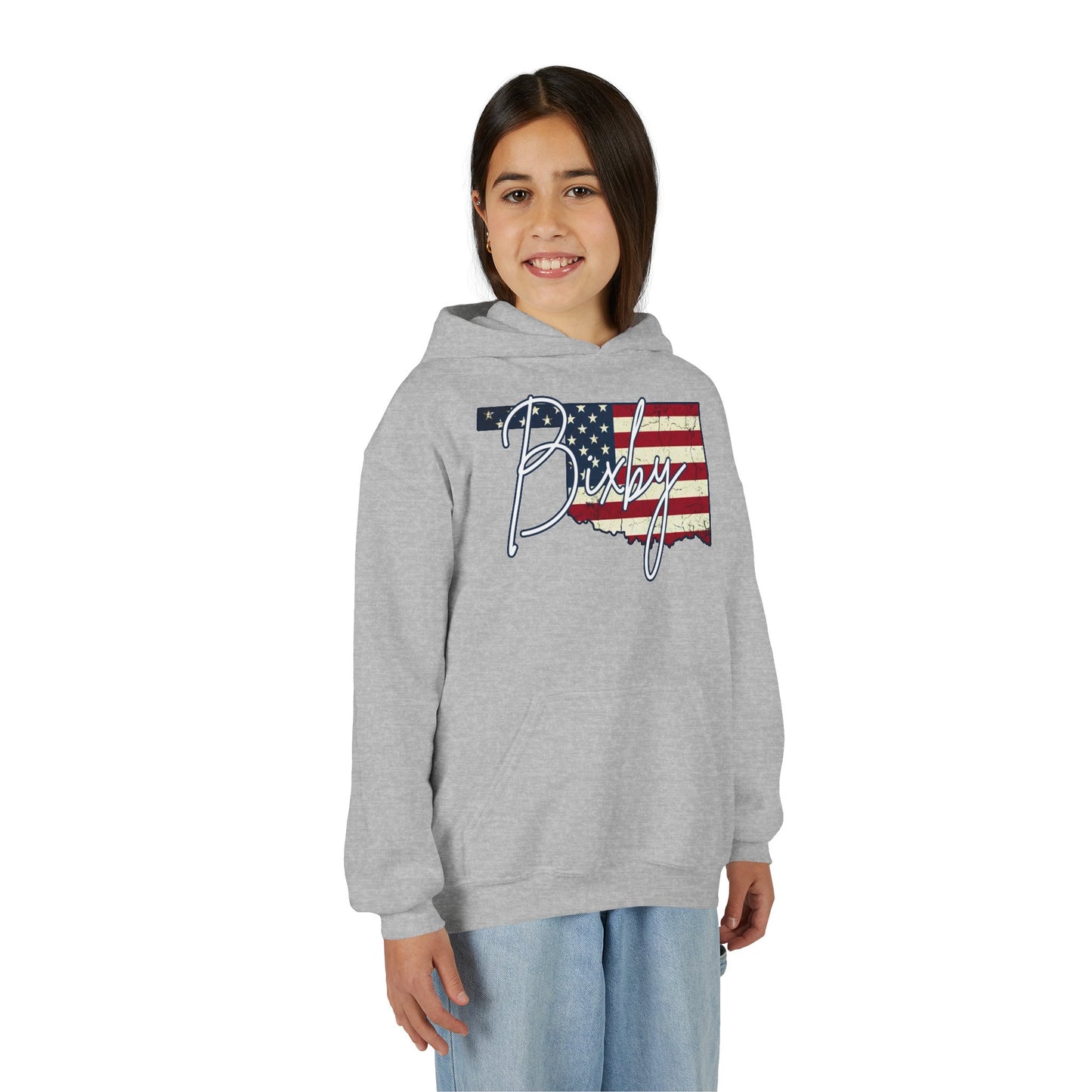 Oklahoma Flag Bixby Script Youth Hoodie