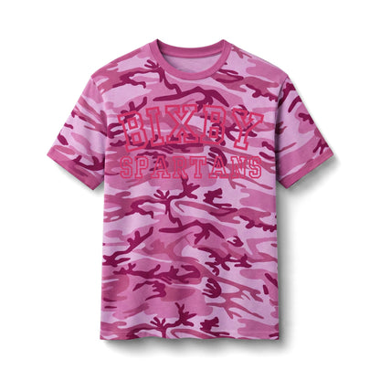 Bixby Spartans Camo - Pink Lettering Cotton Tee