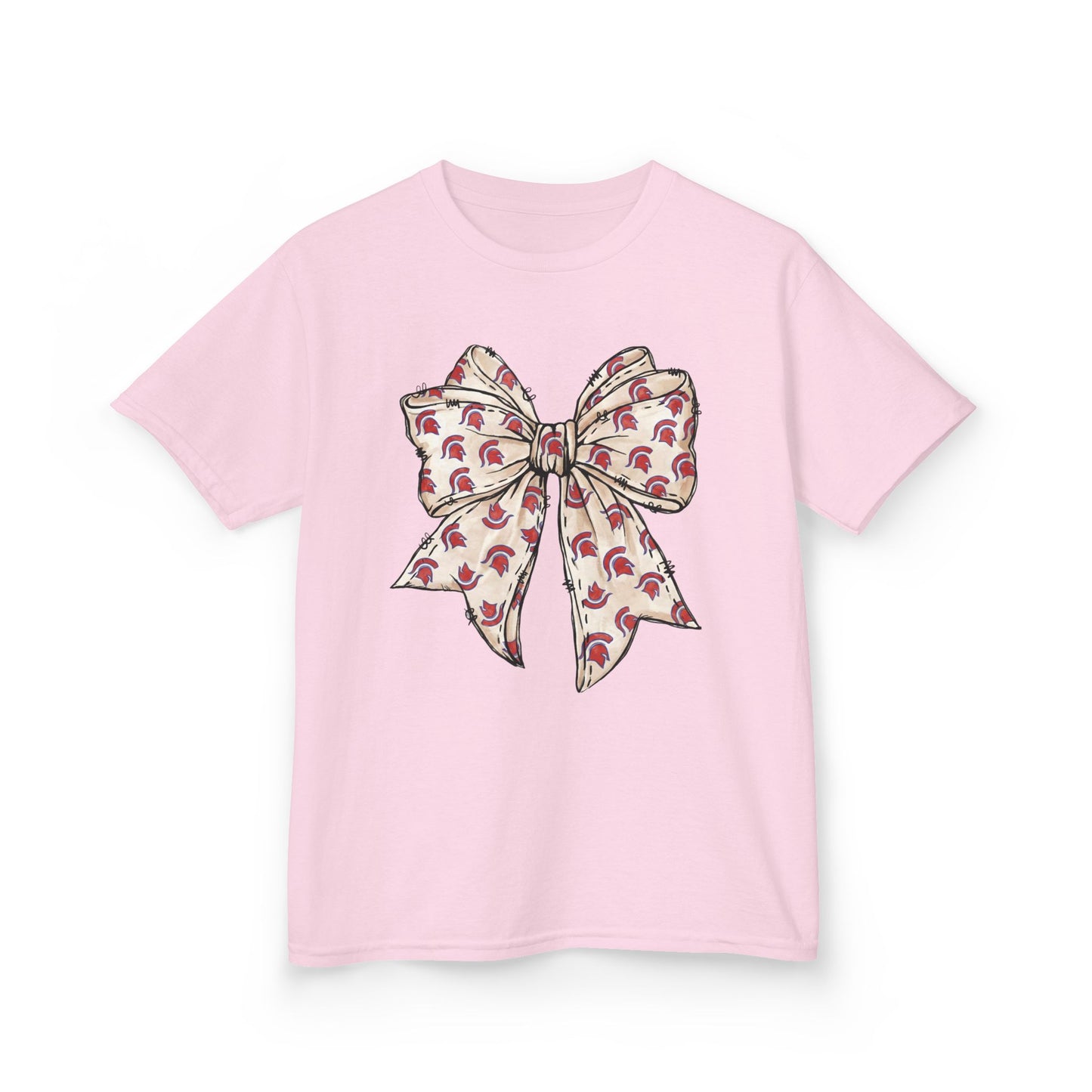 Spartan Helmet Pattered Bow Youth Gildan Tee