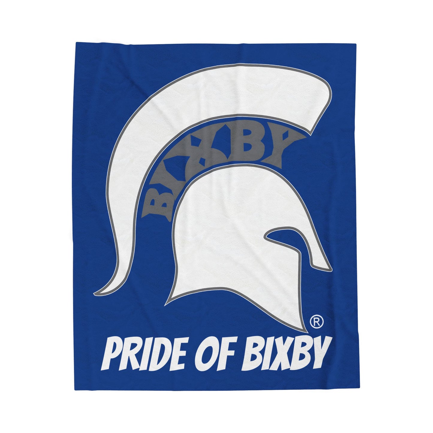 Spartan White Logo Velveteen Plush Blanket