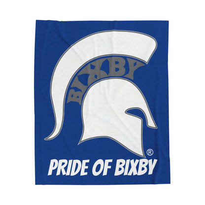 Spartan White Logo Velveteen Plush Blanket