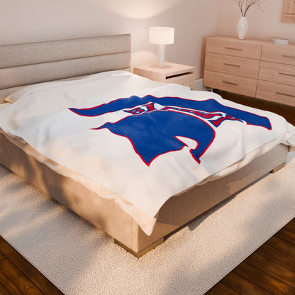 Spartan Blue Logo Velveteen Plush Blanket