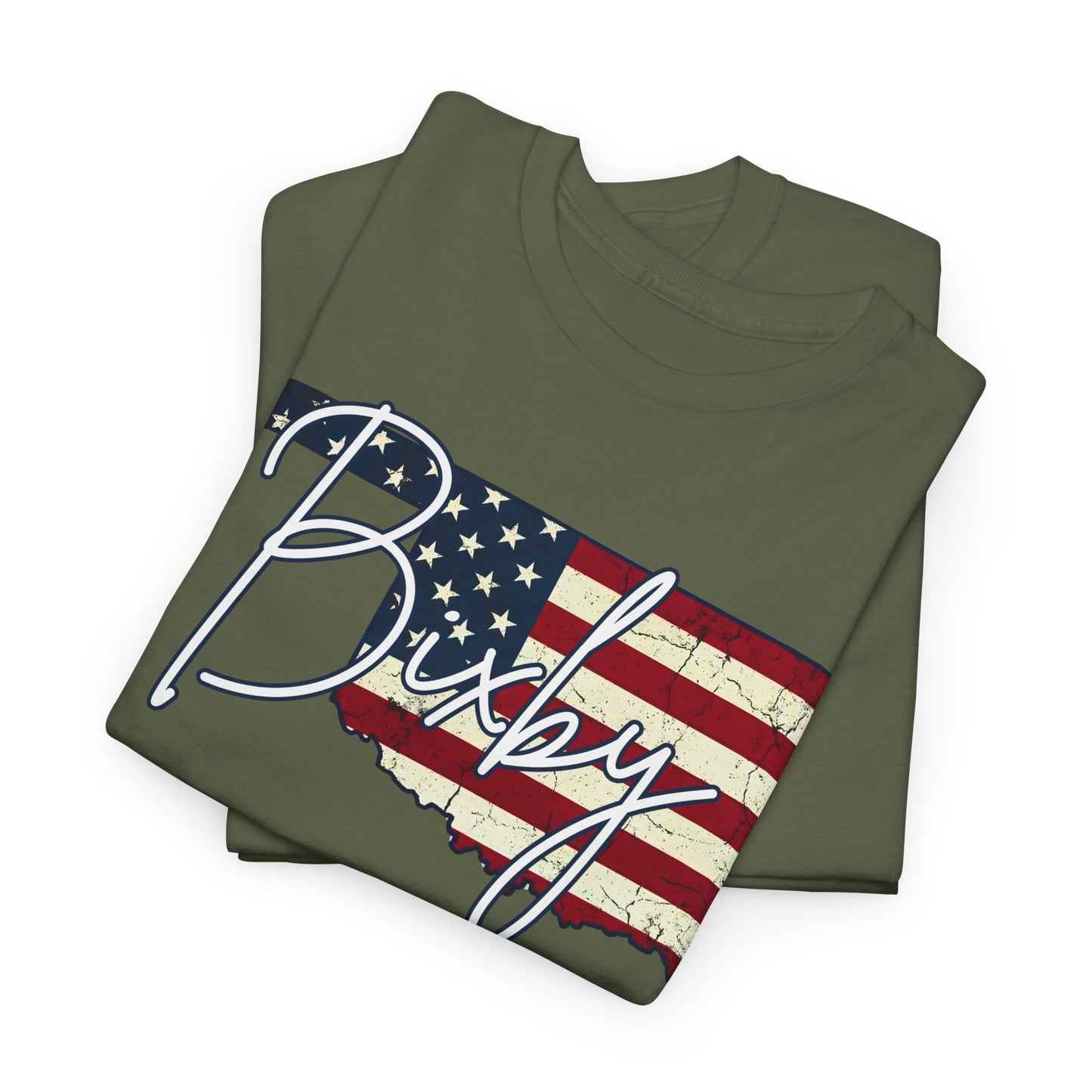 Oklahoma Flag Bixby Script Gildan Tee