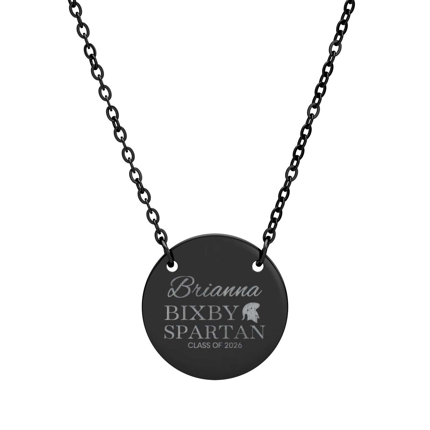 Bixby Spartan Class of 2026 Laser Engraved Circle Necklace