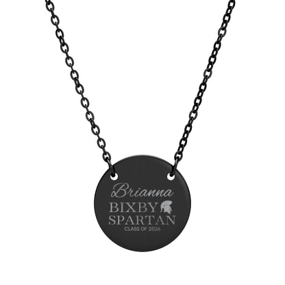 Bixby Spartan Class of 2026 Laser Engraved Circle Necklace