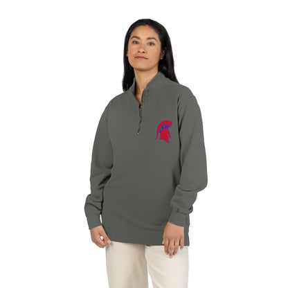 Bixby Spartans Red Helmet Quarter-Zip Pullover Comfort Colors Tee