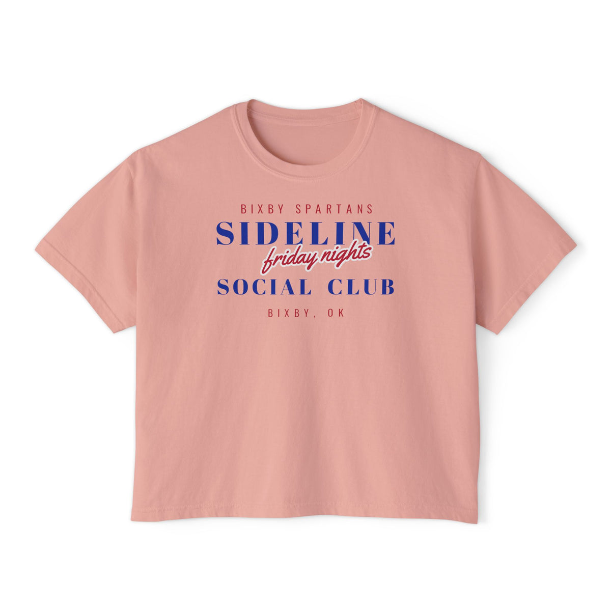 Bixby Spartans Sideline Social Club Friday Nights Women's Boxy Tee – Football Mom Shirt