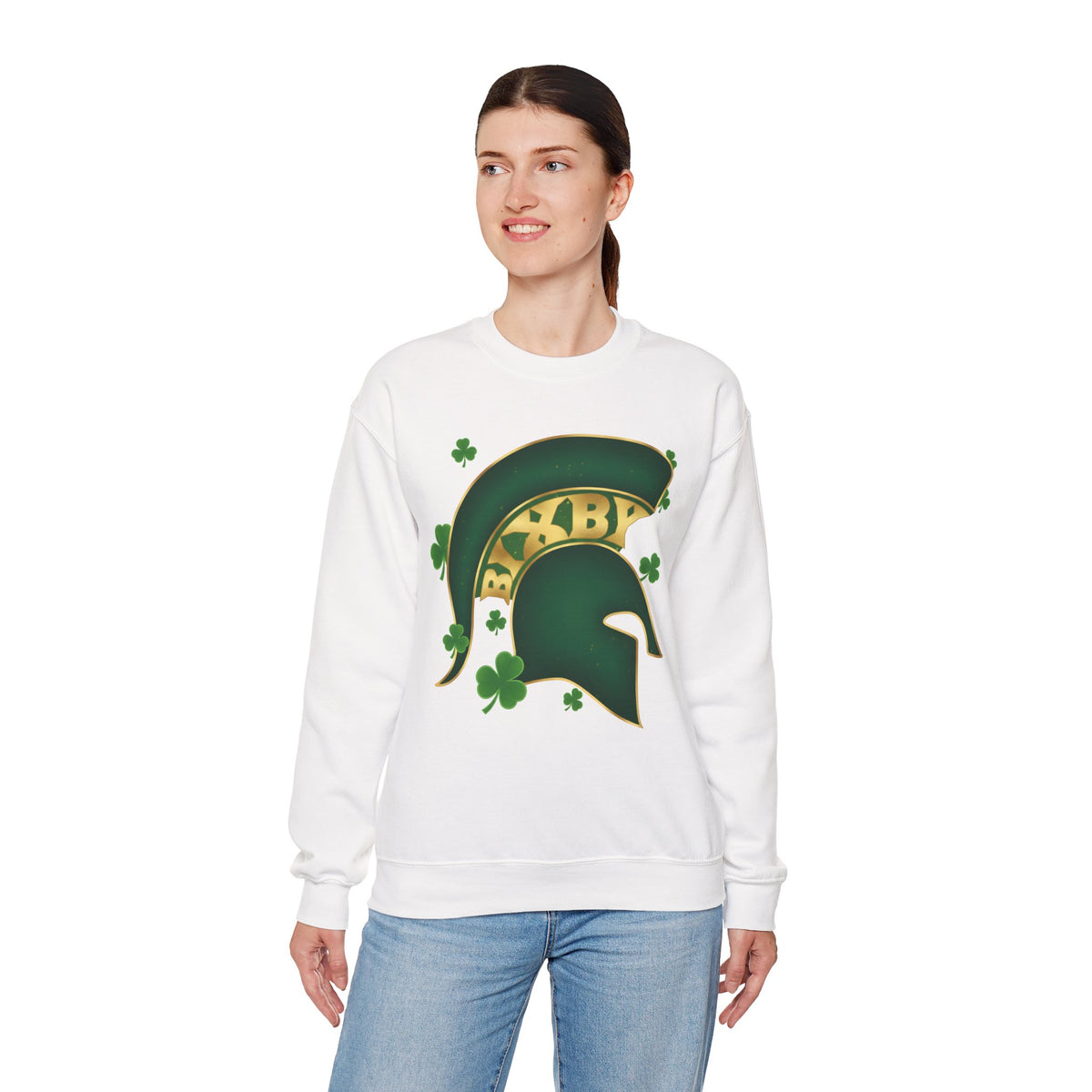St. Patty's Good Luck Spartan Helmet Adult Gildan Sweatshirt