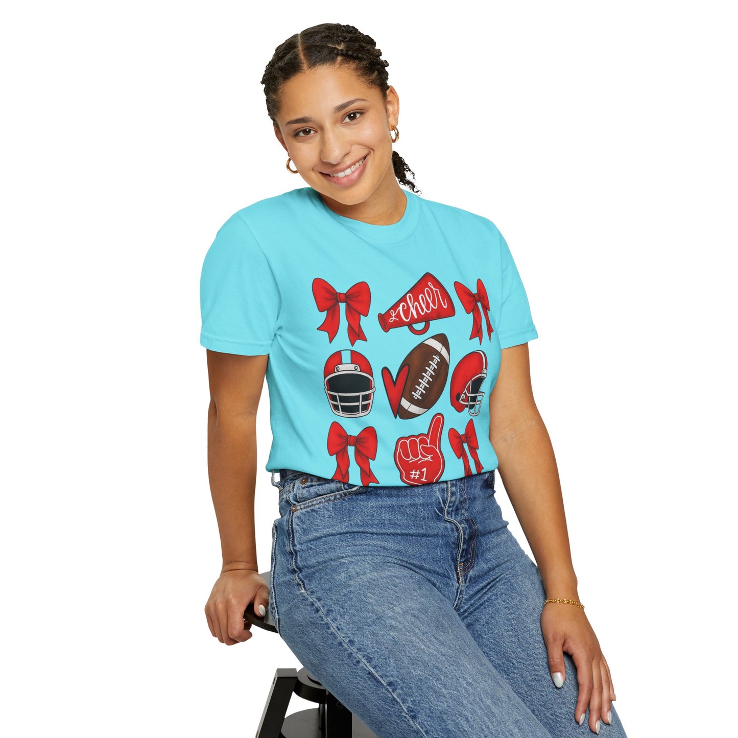 Cheer and Football Comfort Colors Tee